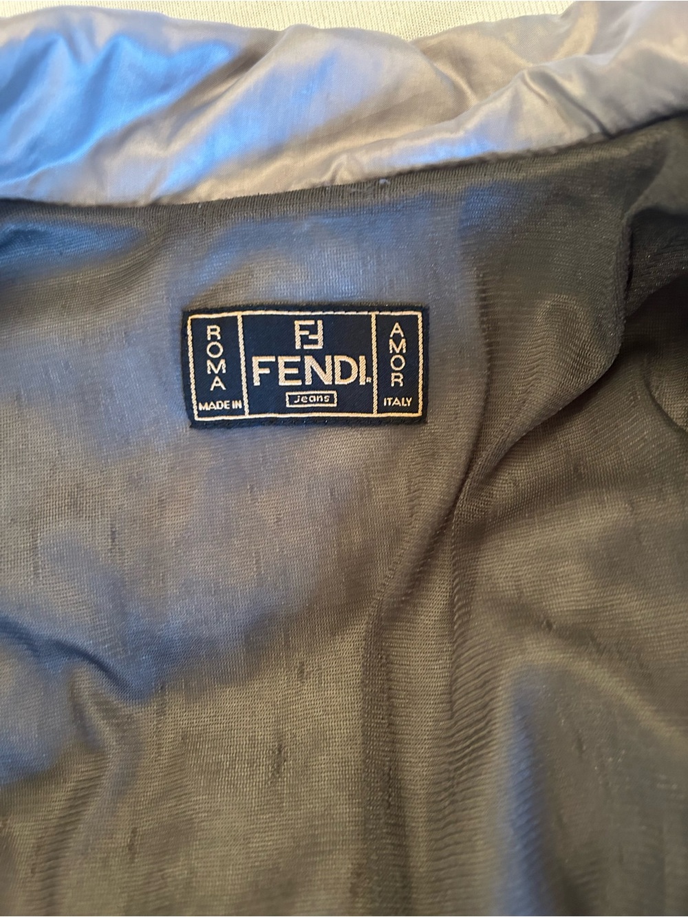 Fendi Jeans Made in Italy Silver Technical Zip Jacket Women’s Large IT 52 - Picture 12 of 14